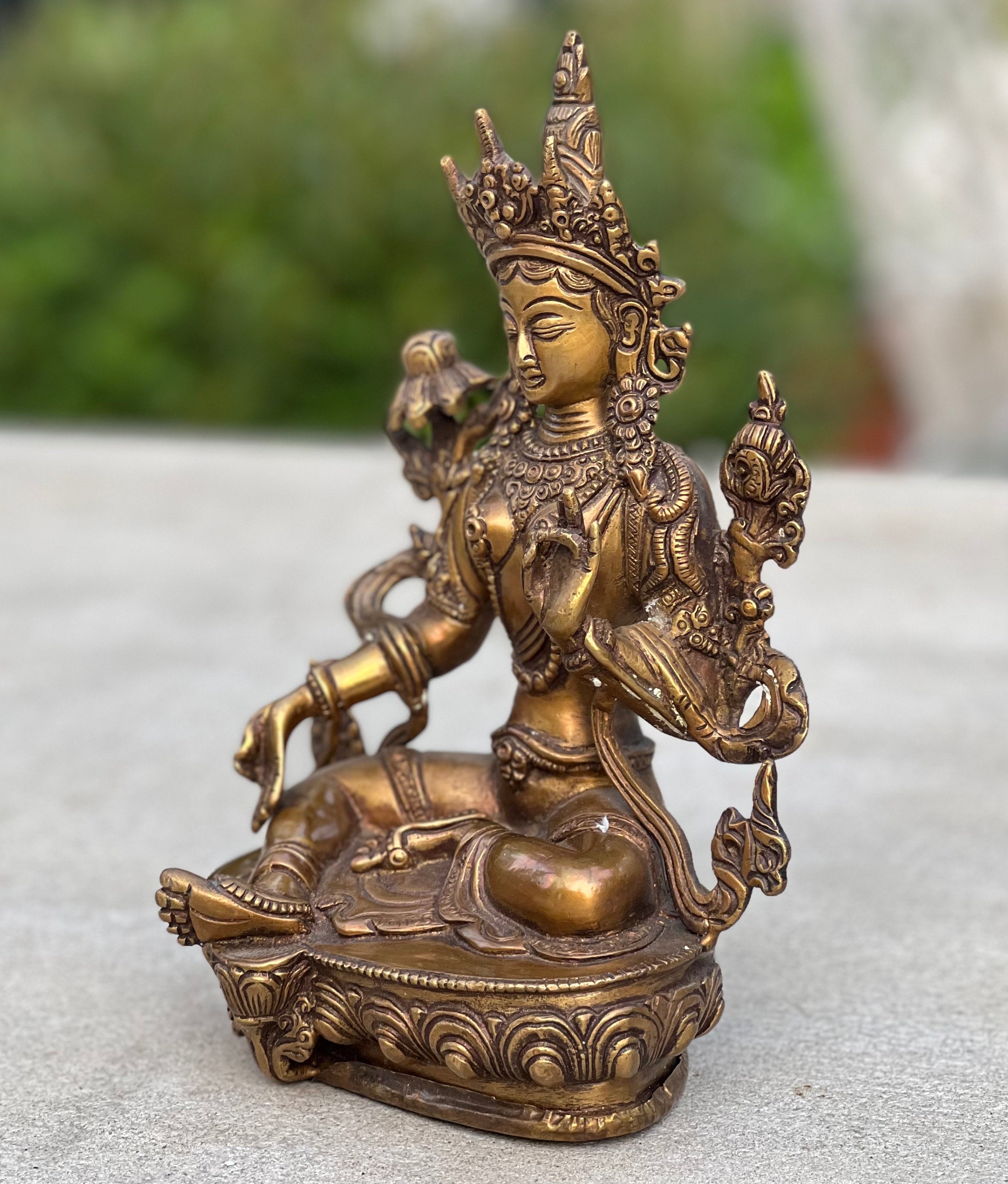 Copy of White Tara Female Buddha Statue Solid Brass for Home Altar Shrine Meditation Room 8.5 Inches Tall - DharmaObjects