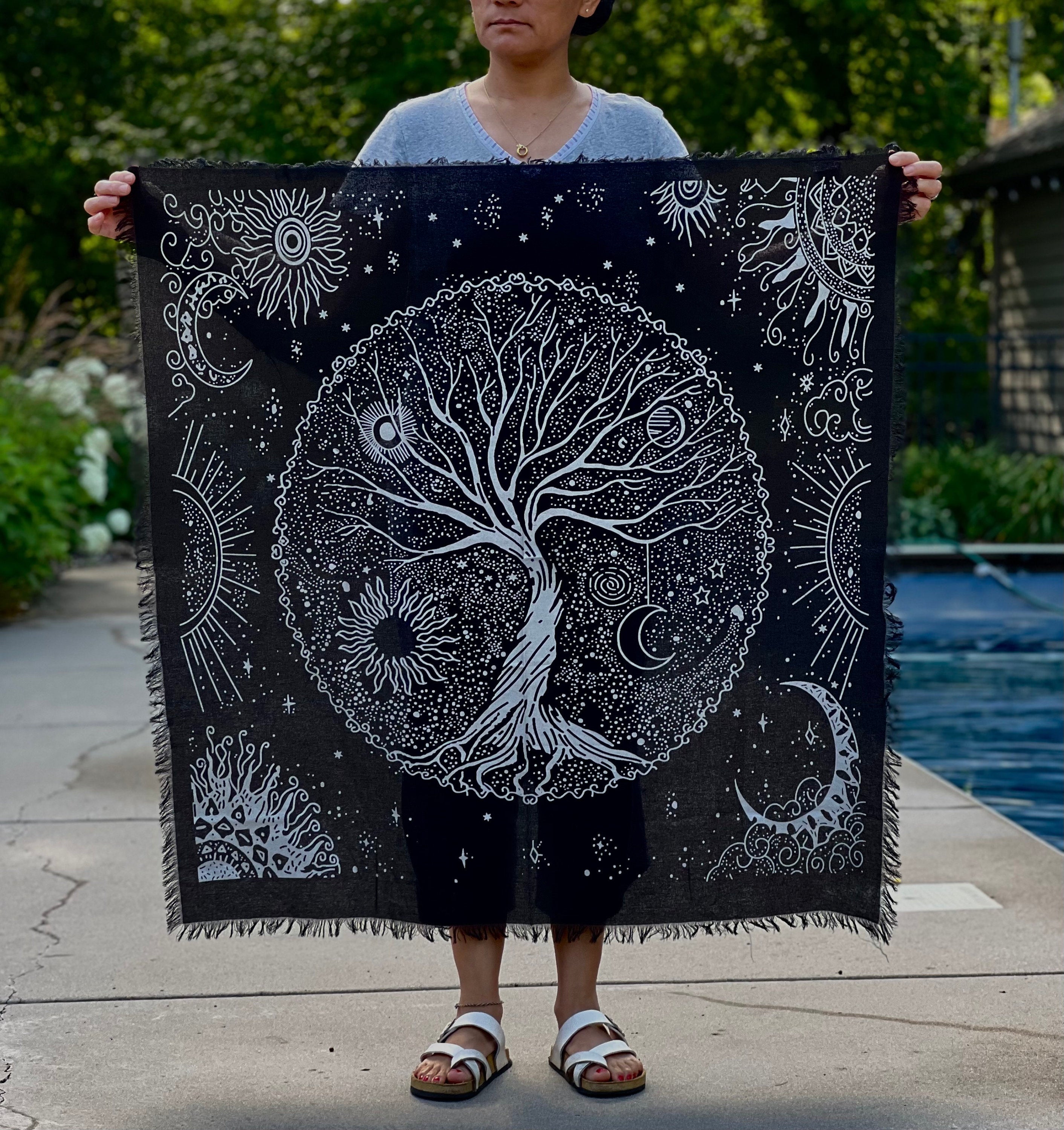 Tree Of Life Altar Cloth Tarot Witchcraft Table Cloth Cover Wall Decor 36 X 36 Inches