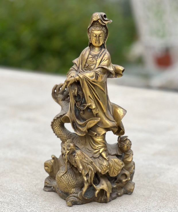 Kuan Yin Quan Yin Brass Statue Female Buddha Blessing