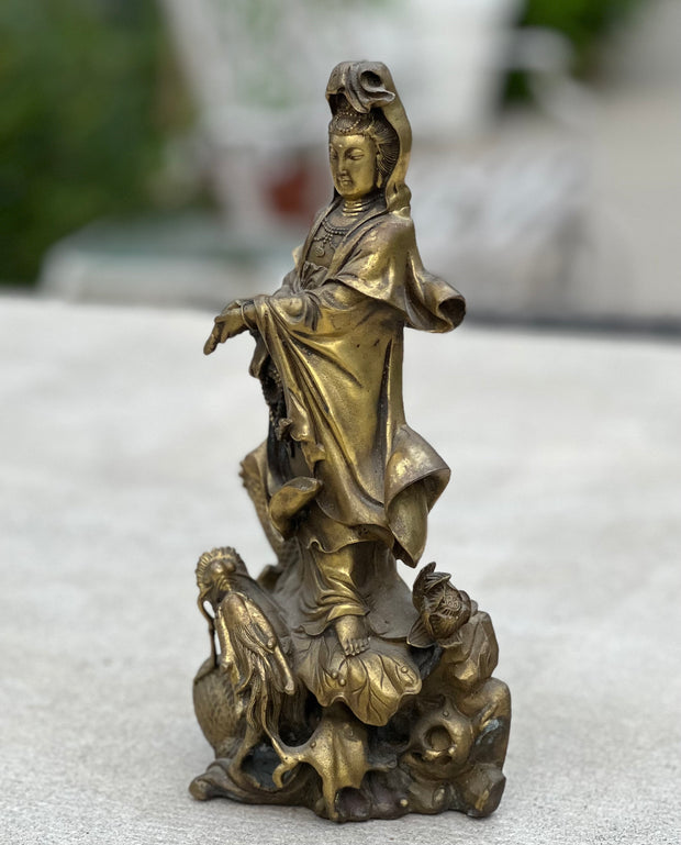 Kuan Yin Quan Yin Brass Statue Female Buddha Blessing