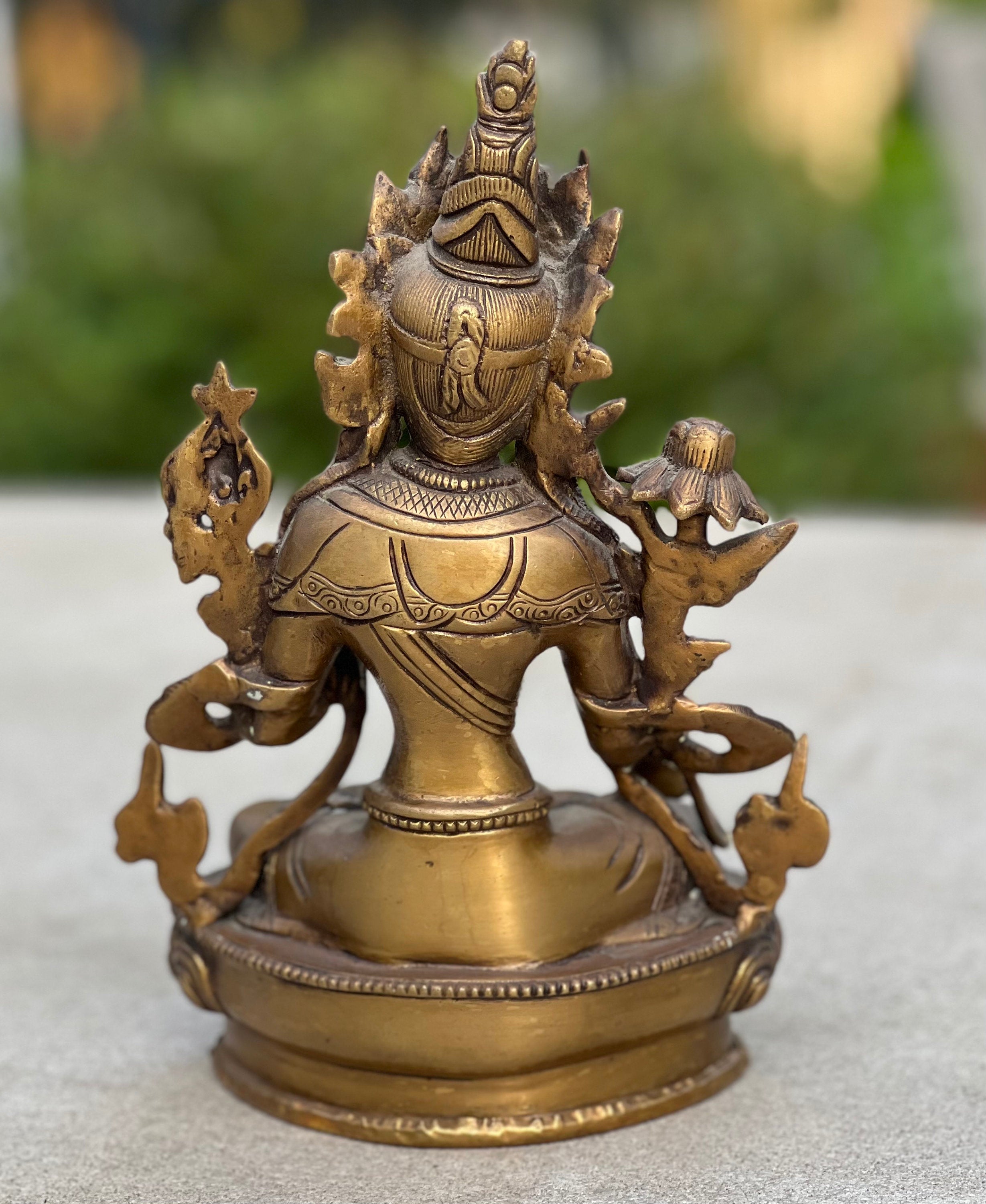White Tara Female Buddha Statue Solid Brass for Home Altar Shrine Meditation Room 8.5 Inches Tall
