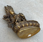 White Tara Female Buddha Statue Solid Brass for Home Altar Shrine Meditation Room 8.5 Inches Tall
