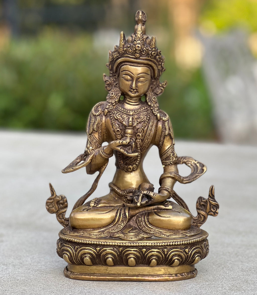 Vajrasattva Dorji Sempa Statue Solid Brass for Home Altar Shrine Meditation Room 8.5 Inches Tall - DharmaObjects