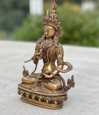 Vajrasattva Dorji Sempa Statue Solid Brass for Home Altar Shrine Meditation Room 8.5 Inches Tall - DharmaObjects