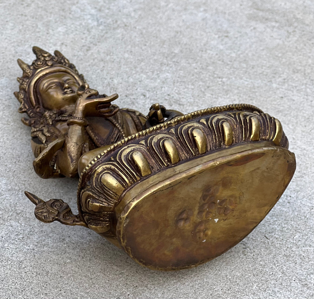 Vajrasattva Dorji Sempa Statue Solid Brass for Home Altar Shrine Meditation Room 8.5 Inches Tall - DharmaObjects