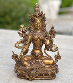 Copy of White Tara Female Buddha Statue Solid Brass for Home Altar Shrine Meditation Room 8.5 Inches Tall - DharmaObjects