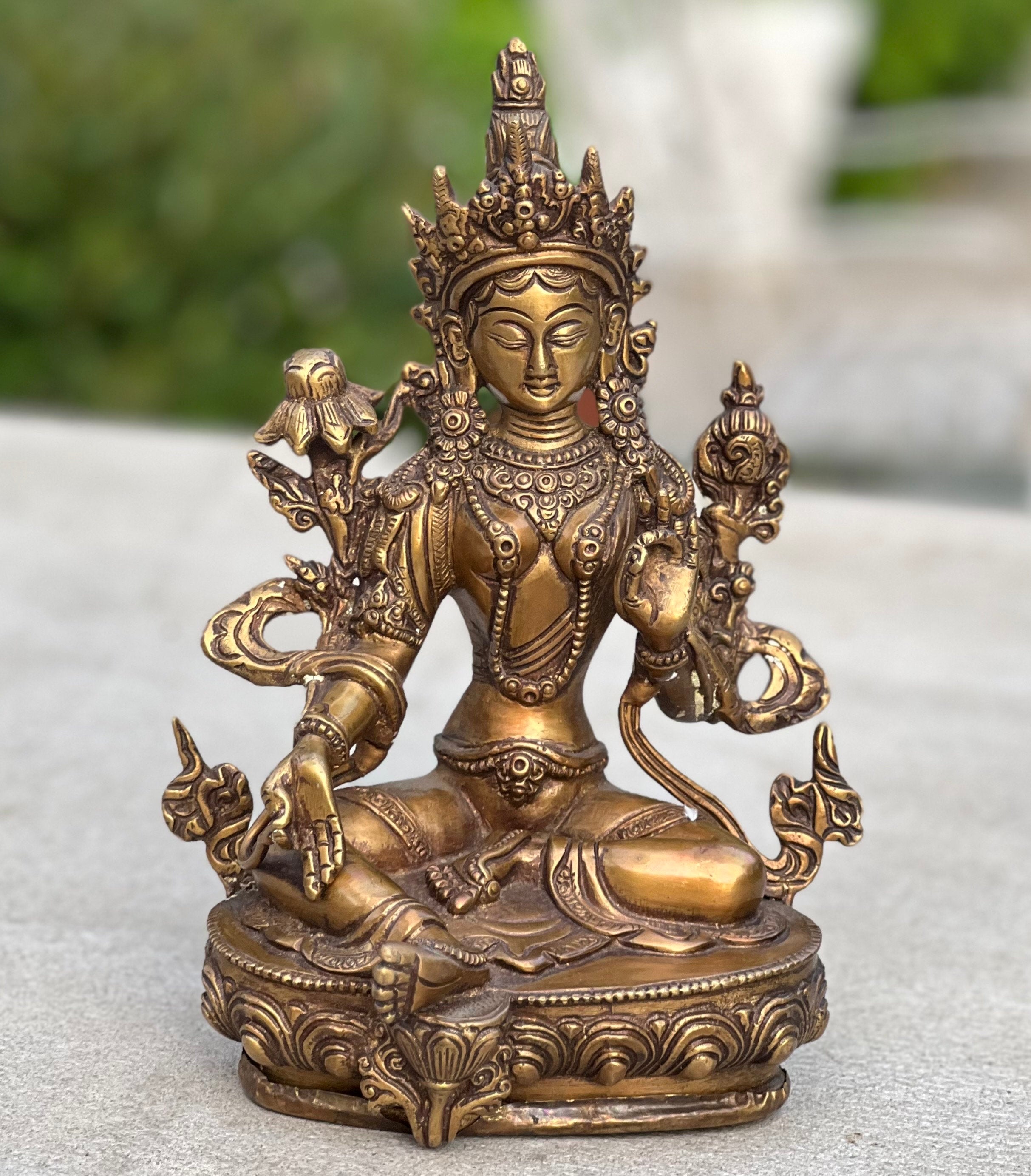 Copy of White Tara Female Buddha Statue Solid Brass for Home Altar Shrine Meditation Room 8.5 Inches Tall - DharmaObjects