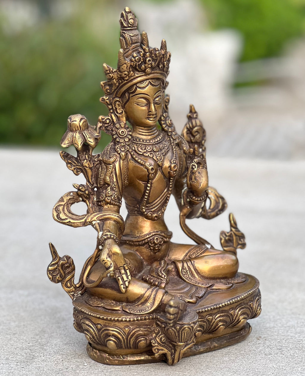 Copy of White Tara Female Buddha Statue Solid Brass for Home Altar Shrine Meditation Room 8.5 Inches Tall - DharmaObjects