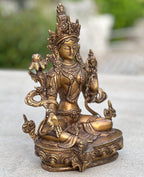 Copy of White Tara Female Buddha Statue Solid Brass for Home Altar Shrine Meditation Room 8.5 Inches Tall - DharmaObjects