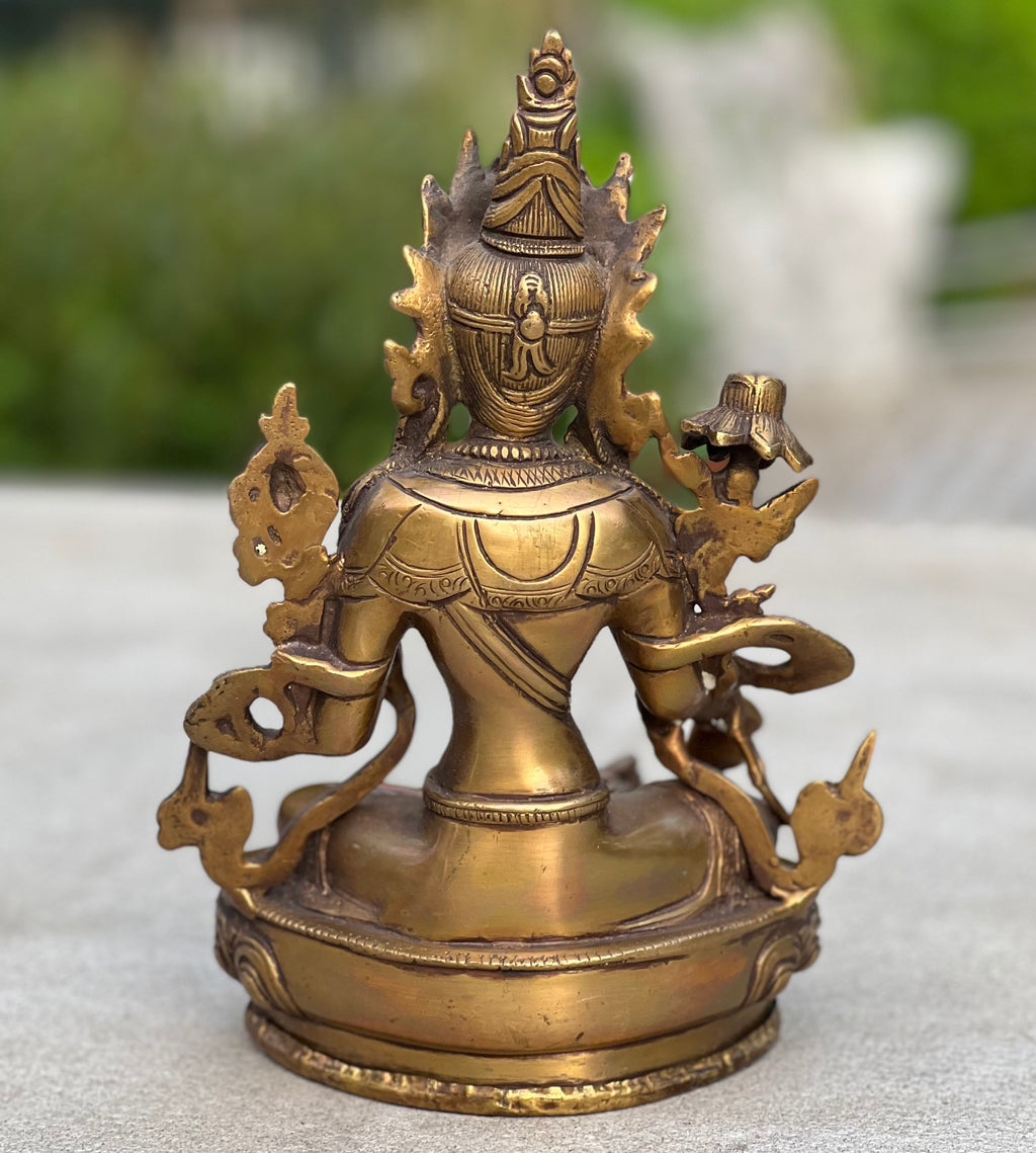 Copy of White Tara Female Buddha Statue Solid Brass for Home Altar Shrine Meditation Room 8.5 Inches Tall - DharmaObjects