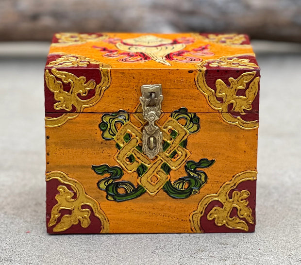 Hand Carved Painted Wooden Box Nepal Keepsake Jewelry Watch Treasures