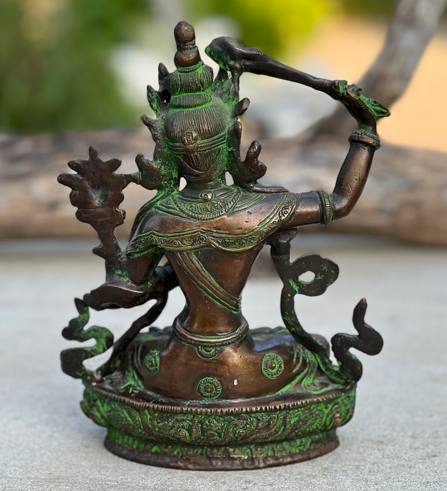 Buddha Manjushri Old Statue God Of Wisdom for Home Altar Shrine Meditation Room 8.5 Inches Tall