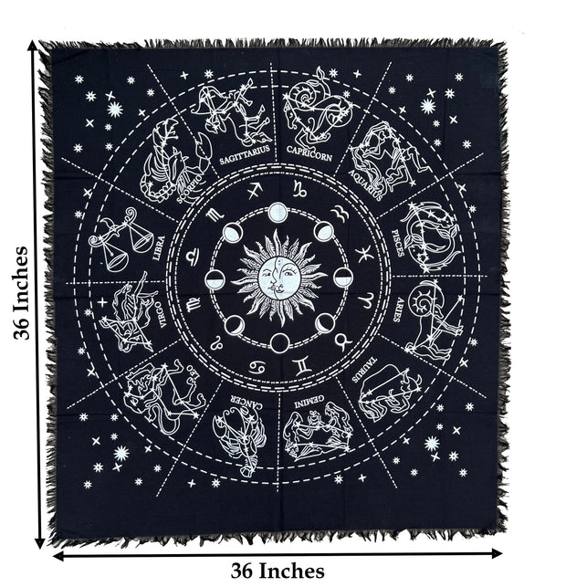 Zodiac Astrology Sun Moon Altar Cloth Tarot Witchcraft Table Cloth Cover