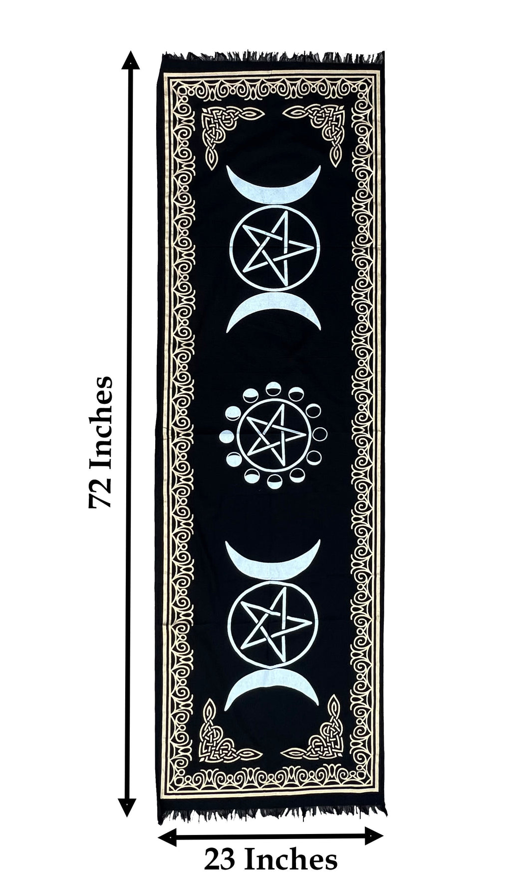 Triple Moon Long Altar Cloth Tarot Witchcraft Table Cloth Cover Wall Decor Wall Art 72 X 23 Inches - DharmaObjects