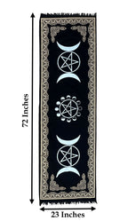 Triple Moon Long Altar Cloth Tarot Witchcraft Table Cloth Cover Wall Decor Wall Art 72 X 23 Inches - DharmaObjects