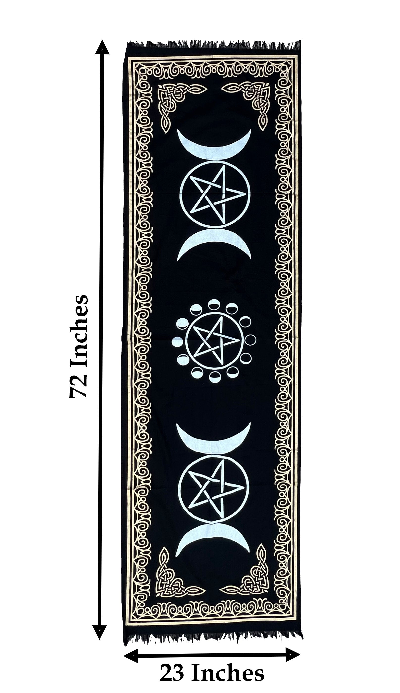 Triple Moon Long Altar Cloth Tarot Witchcraft Table Cloth Cover Wall Decor Wall Art 72 X 23 Inches - DharmaObjects