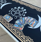 Triple Moon Long Altar Cloth Tarot Witchcraft Table Cloth Cover Wall Decor Wall Art 72 X 23 Inches - DharmaObjects