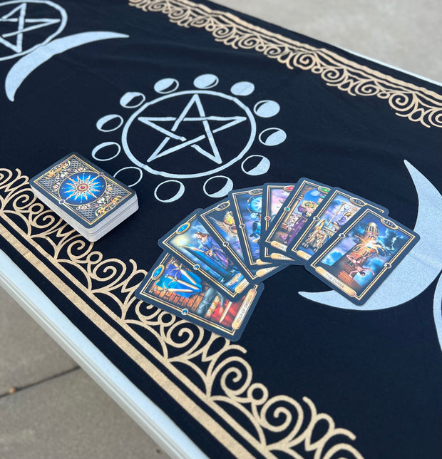 Triple Moon Long Altar Cloth Tarot Witchcraft Table Cloth Cover Wall Decor Wall Art 72 X 23 Inches