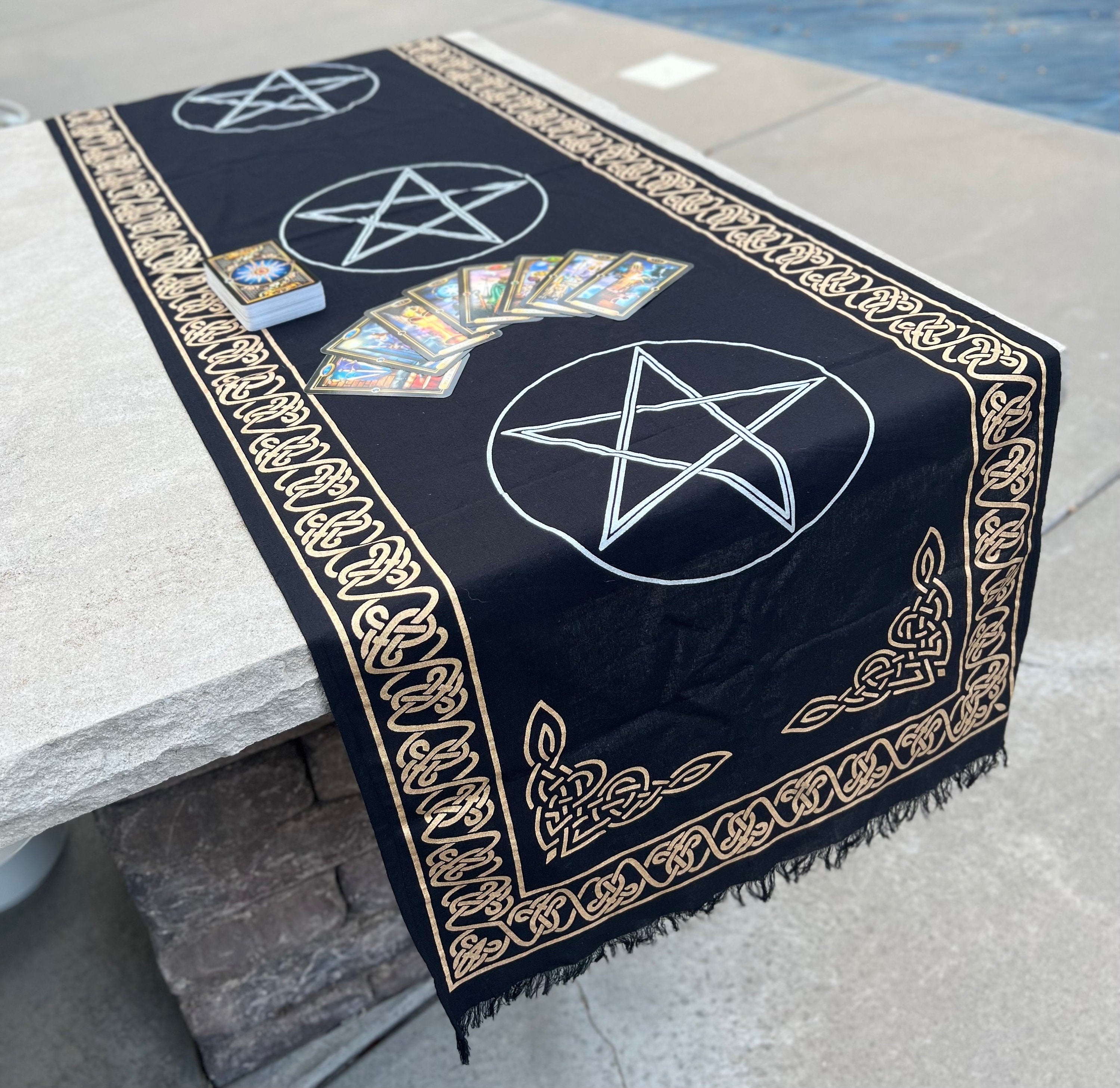Pentagram Long Altar Cloth Tarot Witchcraft Table Cloth Cover Wall Decor Wall Art 72 X 23 Inches