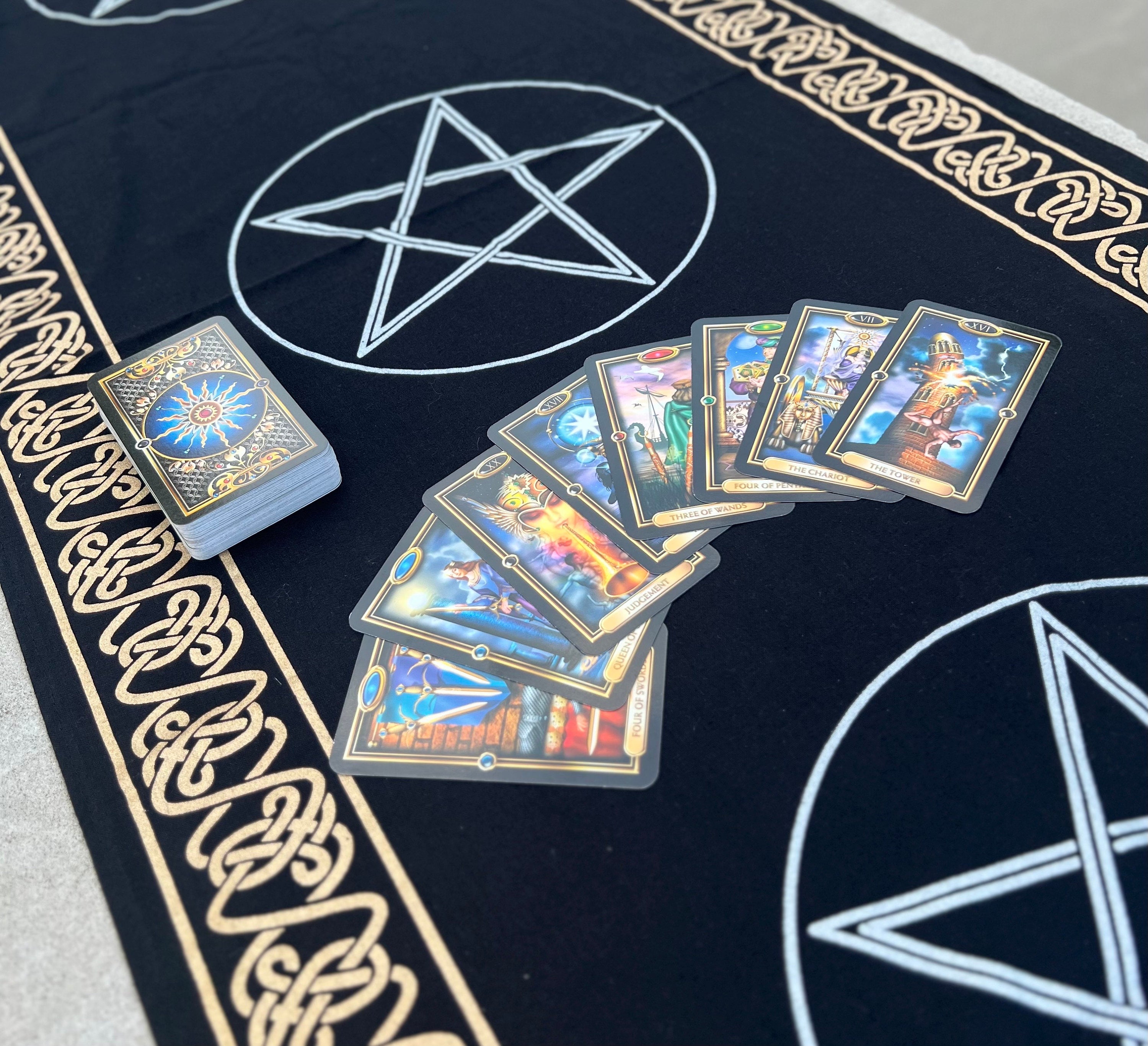Pentagram Long Altar Cloth Tarot Witchcraft Table Cloth Cover Wall Decor Wall Art 72 X 23 Inches