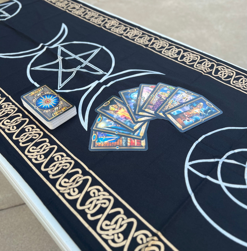 Triple Moon Long Altar Cloth Tarot Witchcraft Table Cloth Cover Wall Decor Wall Art 72 X 23 Inches