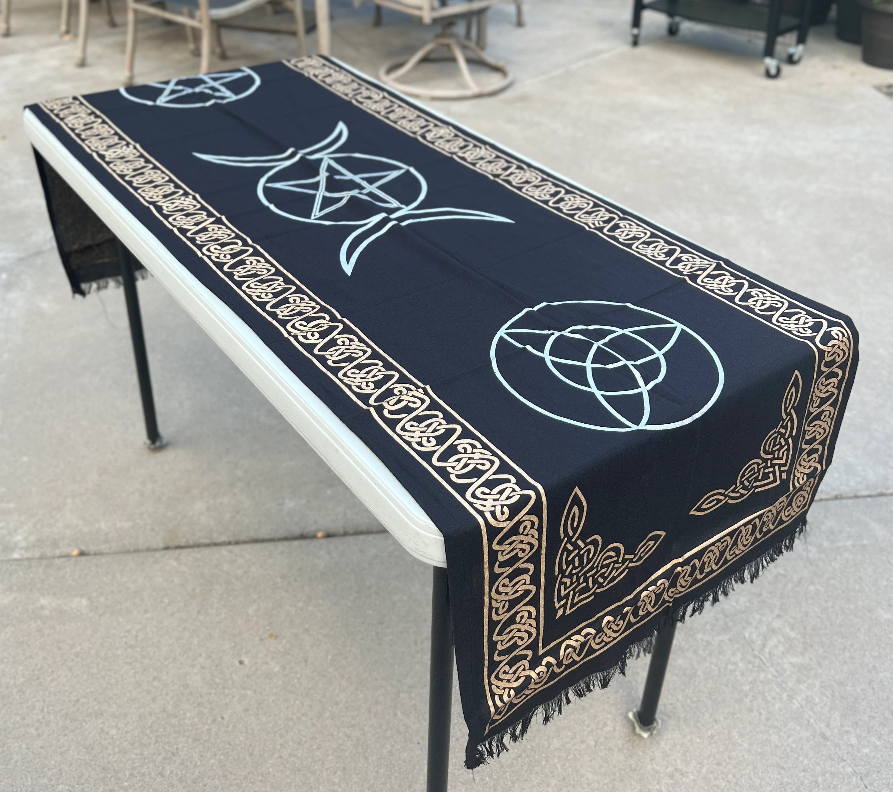 Triple Moon Long Altar Cloth Tarot Witchcraft Table Cloth Cover Wall Decor Wall Art 72 X 23 Inches