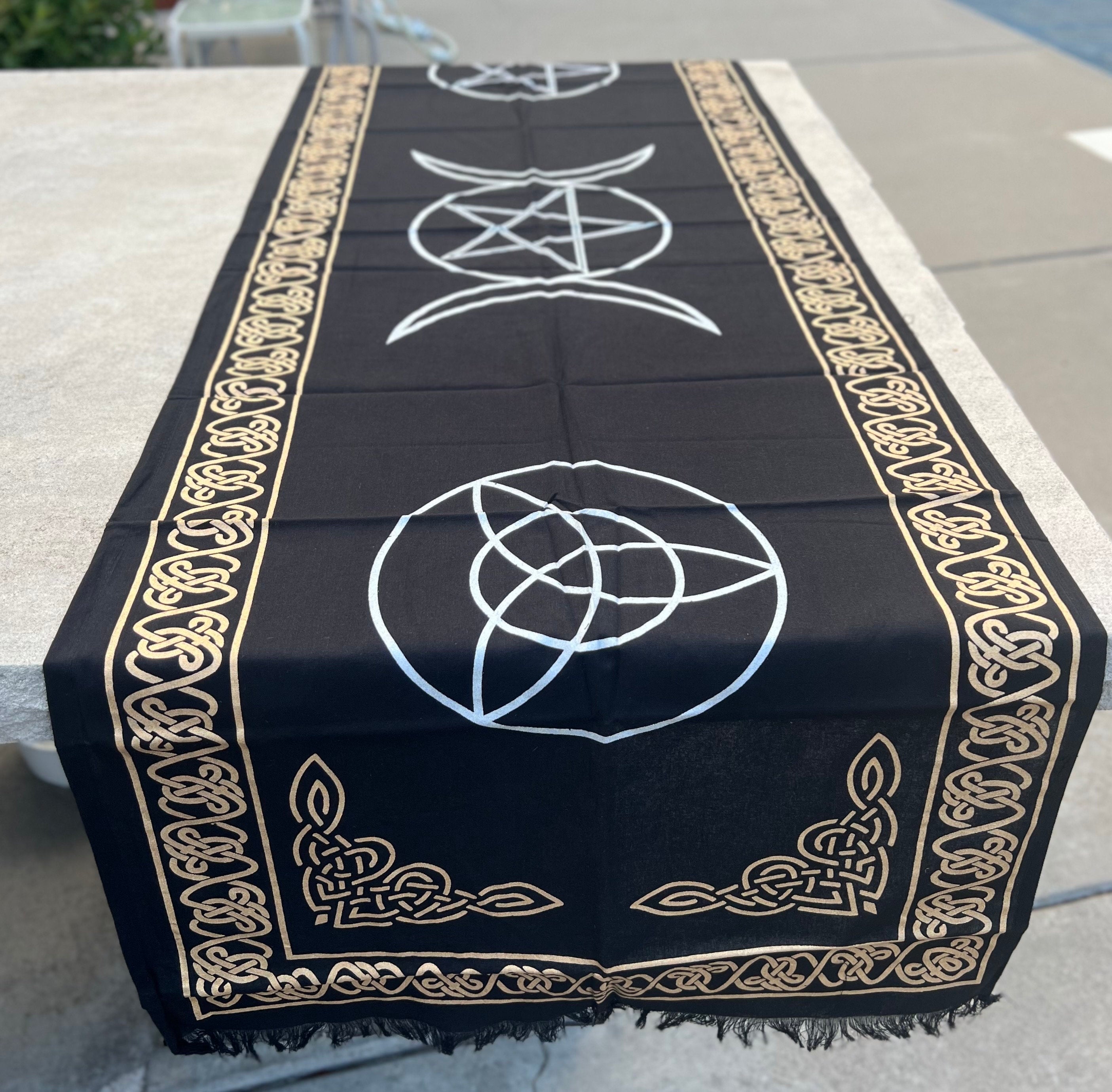 Triple Moon Long Altar Cloth Tarot Witchcraft Table Cloth Cover Wall Decor Wall Art 72 X 23 Inches