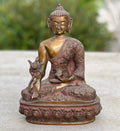 Meditation Medicine Buddha Statue Solid Brass Antique Finish for Home Altar Shrine Meditation Room 8.75 Inches Tall