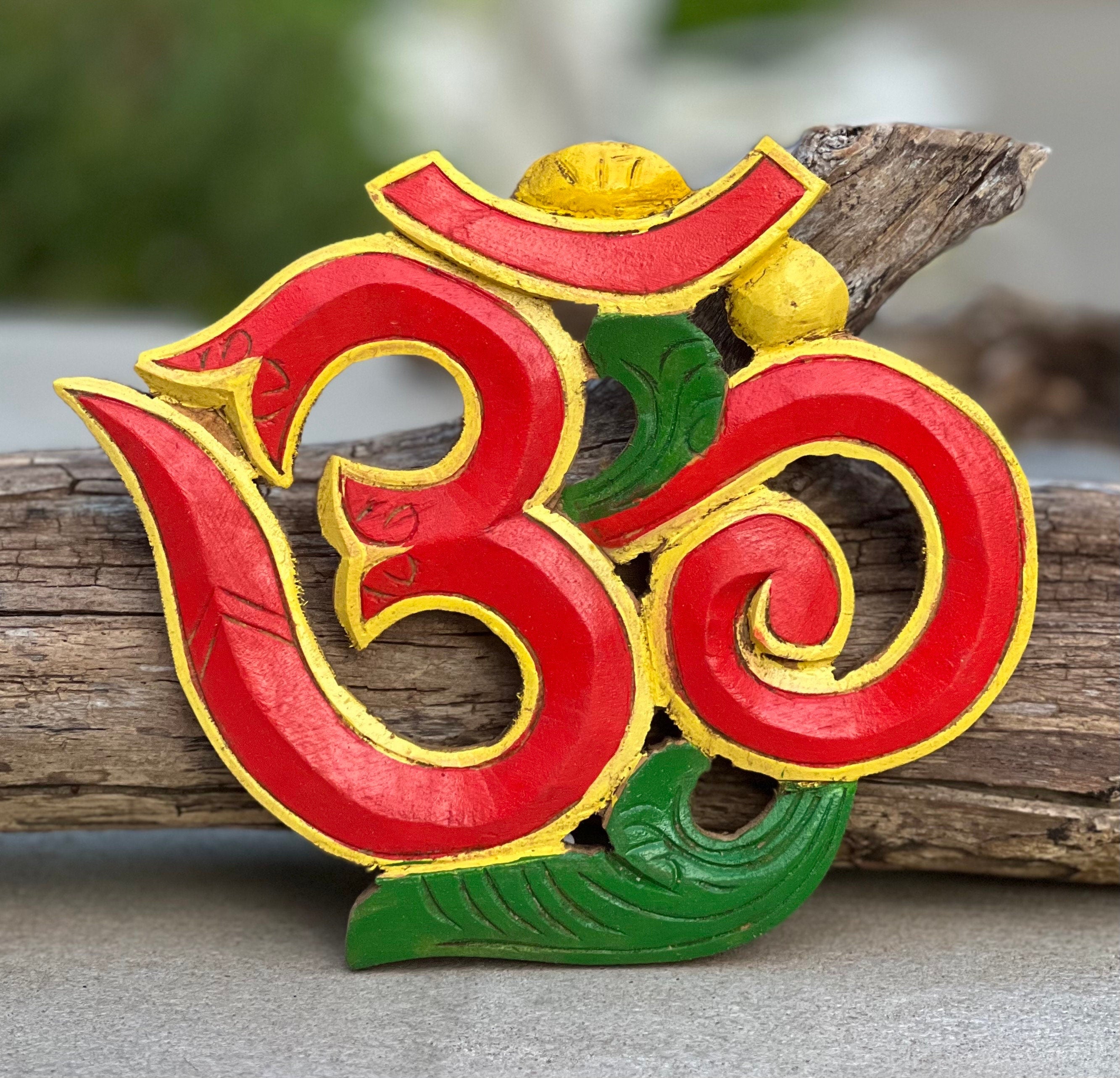 Handcrafted Om Symbol For Home Wall Mounted Art Decor Hanging Hindu Buddhist Altar Decor, Meditation Space, Yoga Studio Decor - DharmaObjects