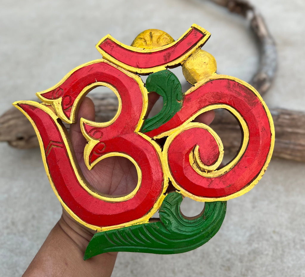 Handcrafted Om Symbol For Home Wall Mounted Art Decor Hanging Hindu Buddhist Altar Decor, Meditation Space, Yoga Studio Decor - DharmaObjects