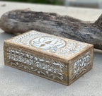 Handmade Hand Carved Lotus Wooden Box Keepsake Jewelry Watch Storage - DharmaObjects