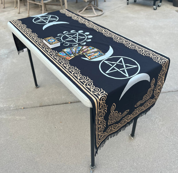 Triple Moon Long Altar Cloth Tarot Witchcraft Table Cloth Cover Wall Decor Wall Art 72 X 23 Inches