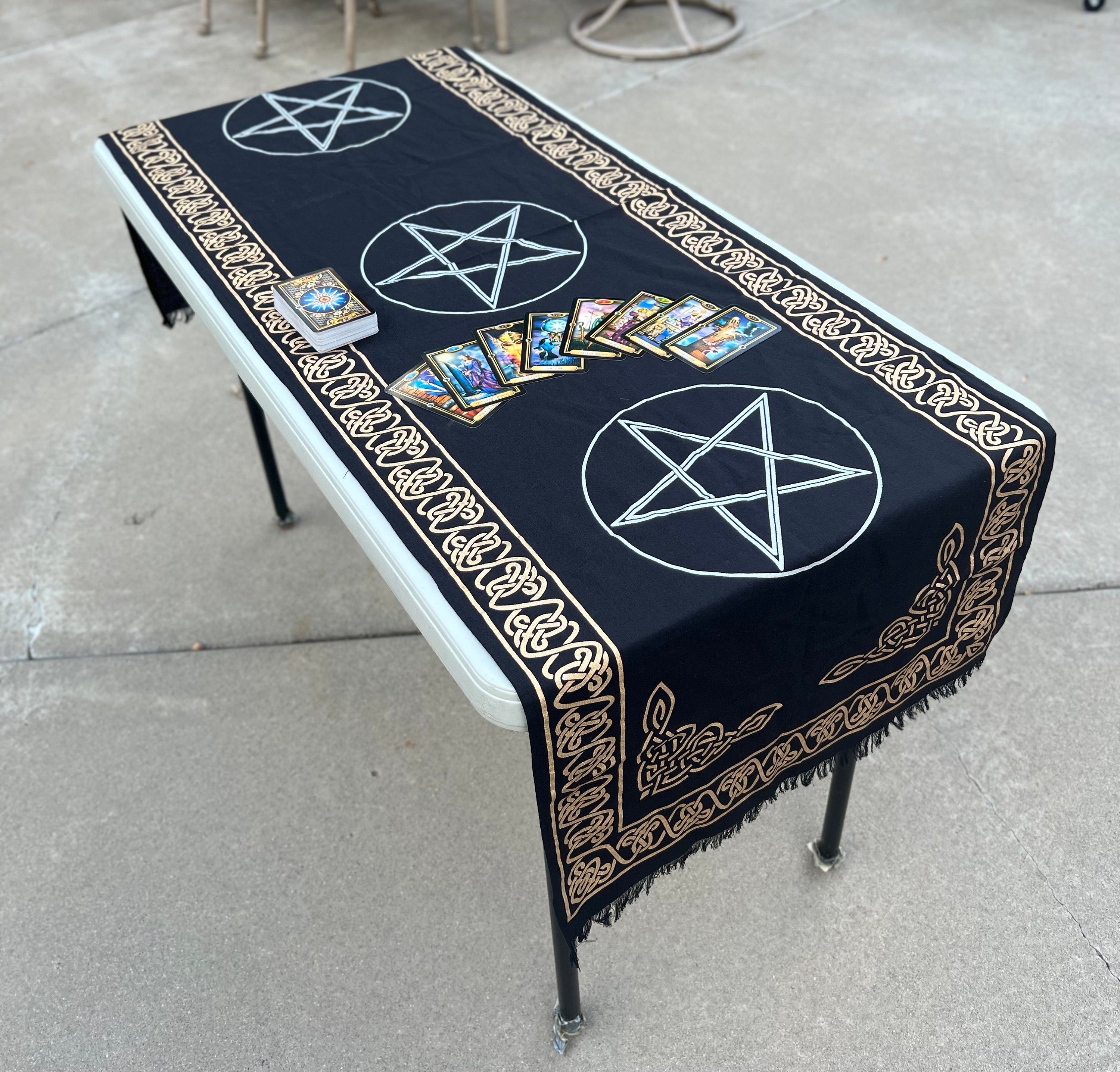 Pentagram Long Altar Cloth Tarot Witchcraft Table Cloth Cover Wall Decor Wall Art 72 X 23 Inches