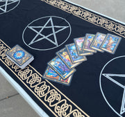 Pentagram Long Altar Cloth Tarot Witchcraft Table Cloth Cover Wall Decor Wall Art 72 X 23 Inches