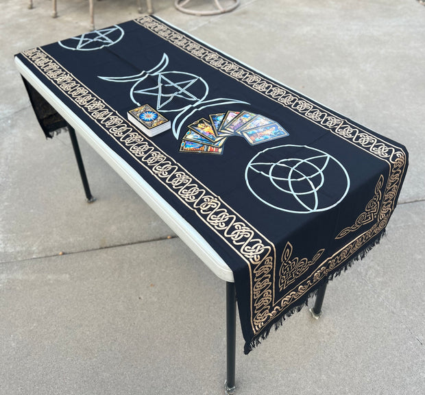 Triple Moon Long Altar Cloth Tarot Witchcraft Table Cloth Cover Wall Decor Wall Art 72 X 23 Inches