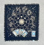 Zodiac Astrology Sun Moon Altar Cloth Tarot Witchcraft Table Cloth Cover Gold - DharmaObjects