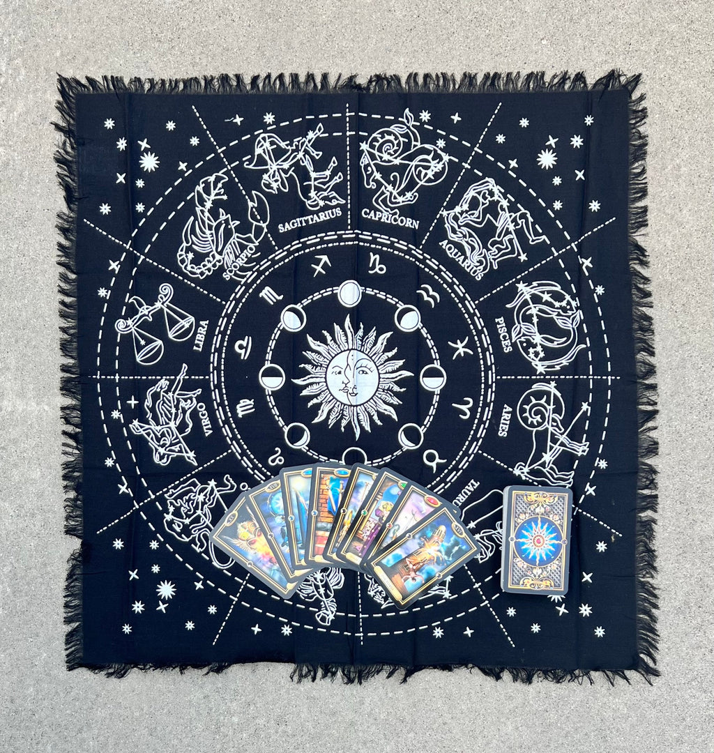 Zodiac Astrology Sun Moon Altar Cloth Tarot Witchcraft Table Cloth Cover