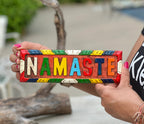 Hand Carved Painted "NAMASTE" Sign in Wood, Nepali Greeting "NAMASTE" Wall Hanging Decor Nepal