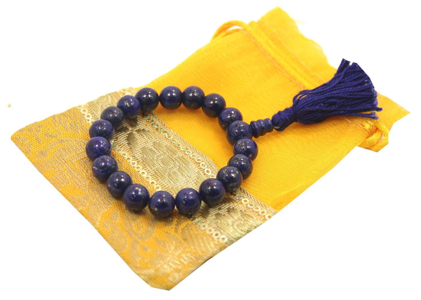 Tibetan Lapis Lazuli 18 Beads Wrist Mala Bracelet for Meditation With Free Pouch