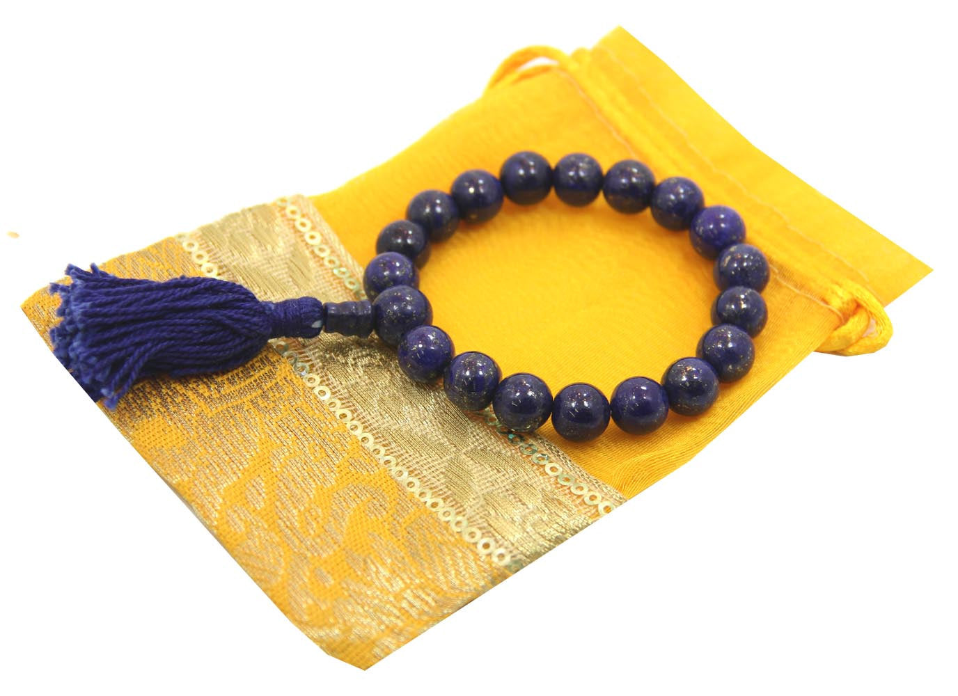 Tibetan Lapis Lazuli 18 Beads Wrist Mala Bracelet for Meditation With Free Pouch