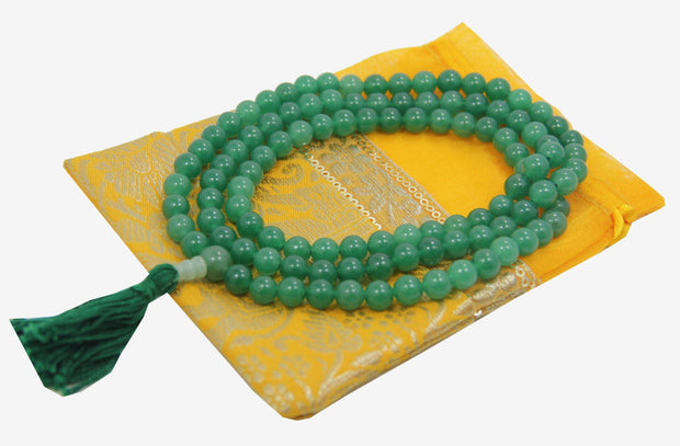 Tibetan 108 Beads Meditation Yoga Green Onyx Stone Mala With Pouch