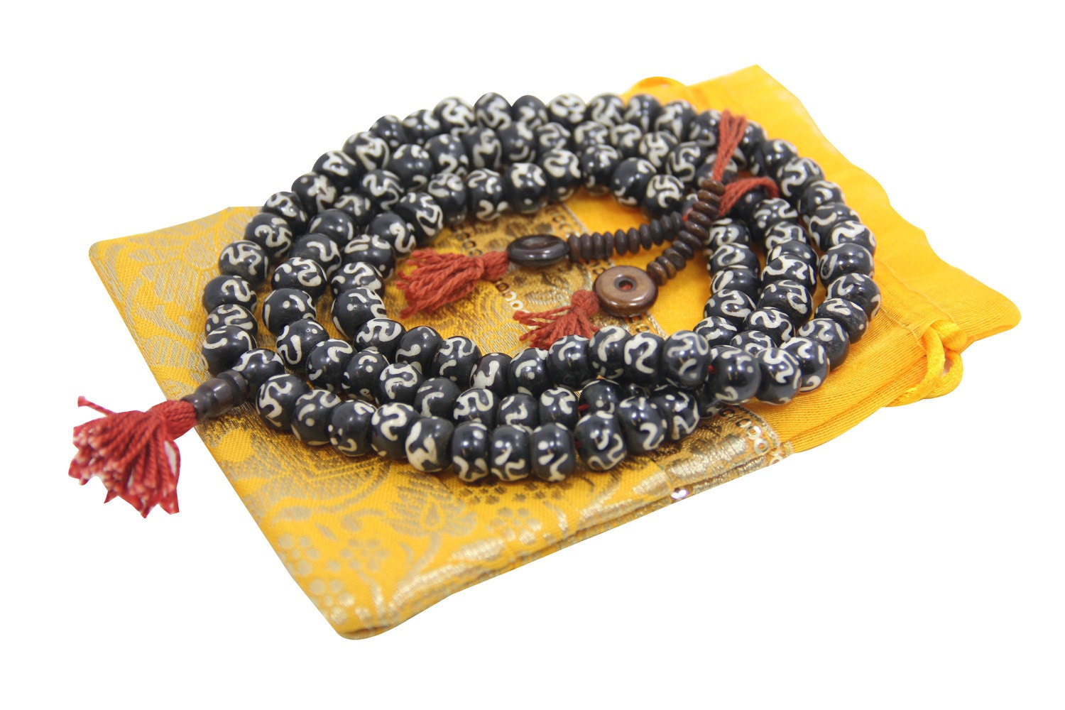 Tibetan Meditation and Yoga Hindu Om Aum 108 Beads Mala with Counter - DharmaObjects