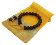 Tibetan Rosewood 21 Beads Adjustable Wrist Mala Bracelet Free Pouch (Yellow Tassel)