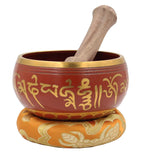 Tibetan Om Mani Singing Bowl Set – Meditation Bowl with Rosewood Mallet, Brocade Cushion & Carry Bag for Yoga, Prayer & Chakra Healing - DharmaObjects