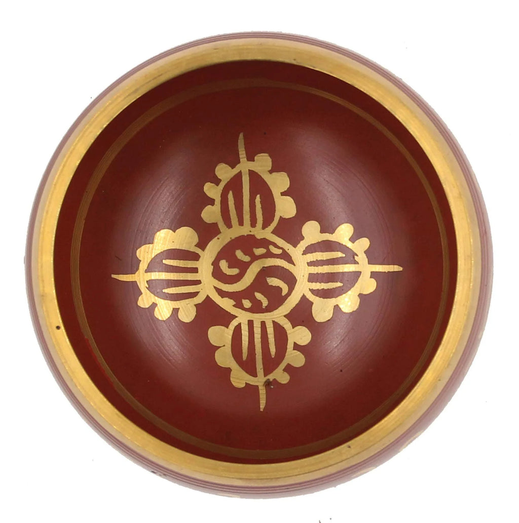 Tibetan Om Mani Singing Bowl Set – Meditation Bowl with Rosewood Mallet, Brocade Cushion & Carry Bag for Yoga, Prayer & Chakra Healing - DharmaObjects