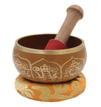 Tibetan 8 Lucky Symbols Singing Bowl Complete Set ~ With Mallet, Brocade Cushion & Carry Bag ~ For Meditation, Chakra Healing, Prayer, Yoga - DharmaObjects