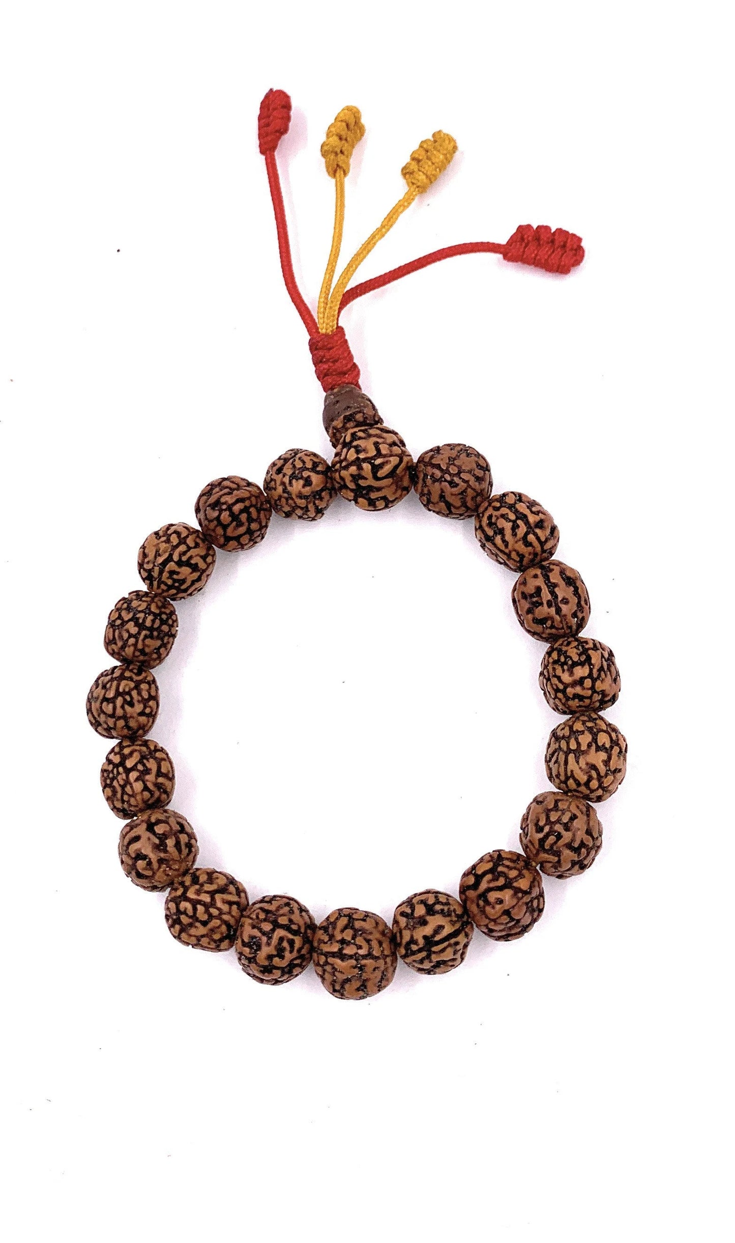 Brown Color Rudraksha 18 Beads Wrist Mala Bracelets Multi Color Tassel Free Pouch