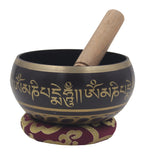 Tibetan Extra Large Om Mani Singing Bowl 5.5" – Meditation Bowl with Wooden Mallet & Brocade Cushion for Yoga, Chakra Healing & Mindfulness - DharmaObjects