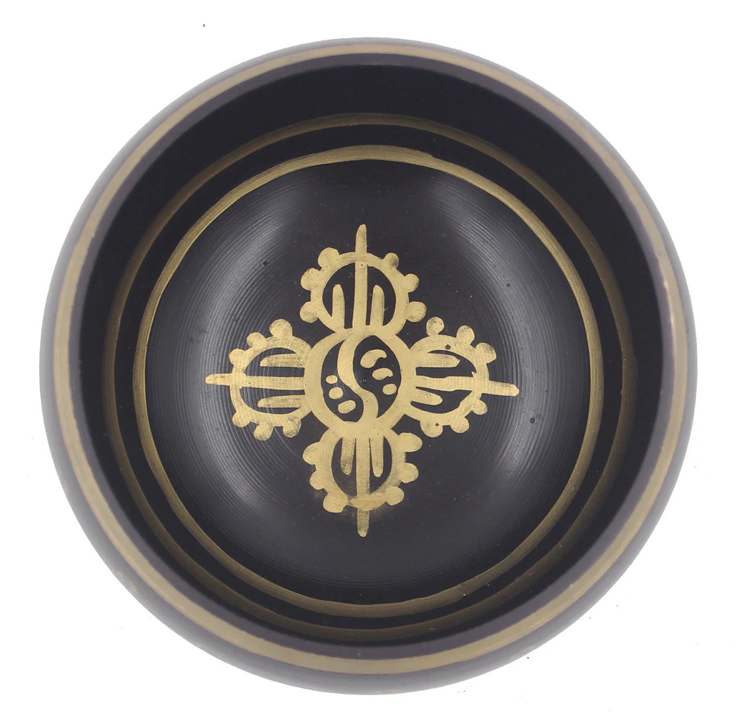 Tibetan Extra Large Om Mani Singing Bowl 5.5" – Meditation Bowl with Wooden Mallet & Brocade Cushion for Yoga, Chakra Healing & Mindfulness - DharmaObjects