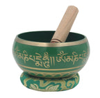 Tibetan Extra Large Om Mani Singing Bowl 5.5" – Meditation Bowl with Wooden Mallet & Brocade Cushion for Yoga, Chakra Healing & Mindfulness - DharmaObjects